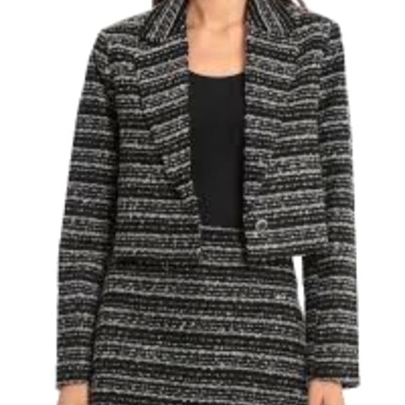 Bagatelle Tweed Black White Old Money Jacket - Picture 1 of 9